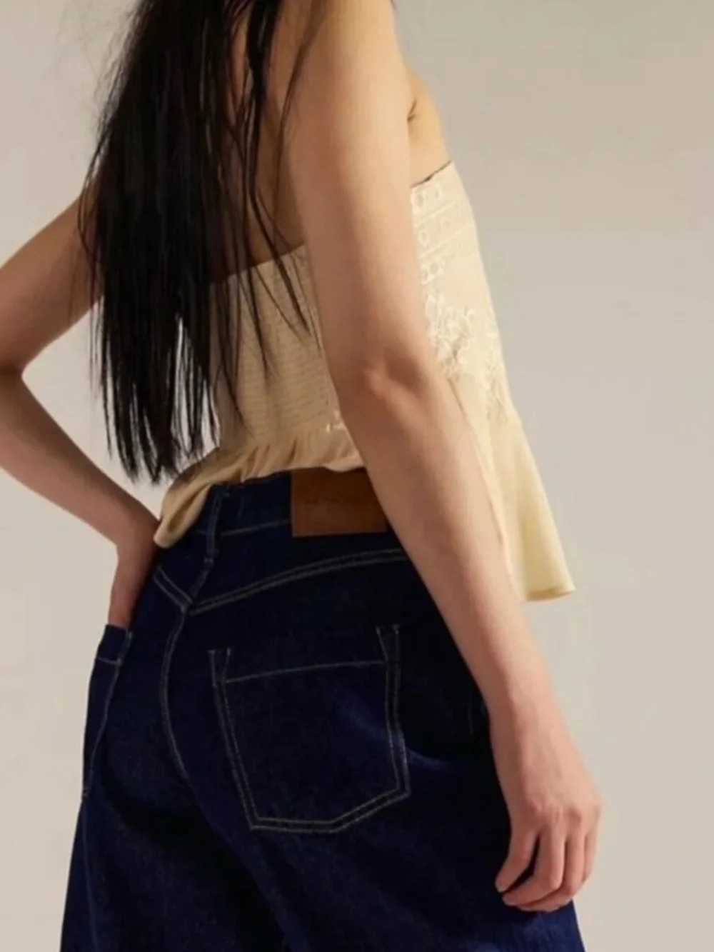 NWT Free People Jam Session Relaxed Denim Jean Capri, Size 31/US Size 12